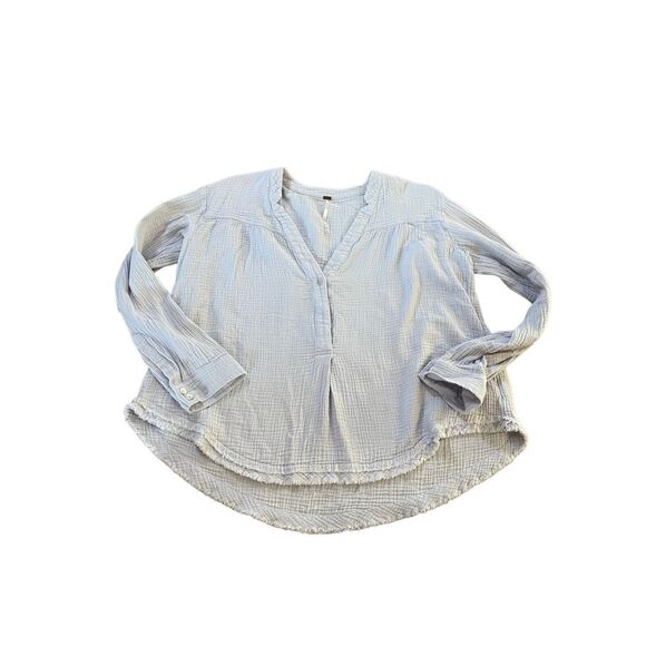 Free People Crinkled Gauze Button Top – Size M - Picture 1 of 5